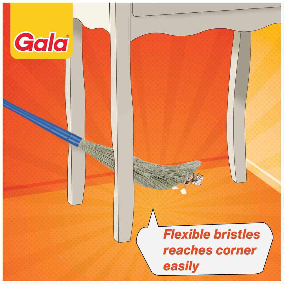 Gala No Dust Floor Cleaning Broom | Plastic | Blue and Brown | 90 cm