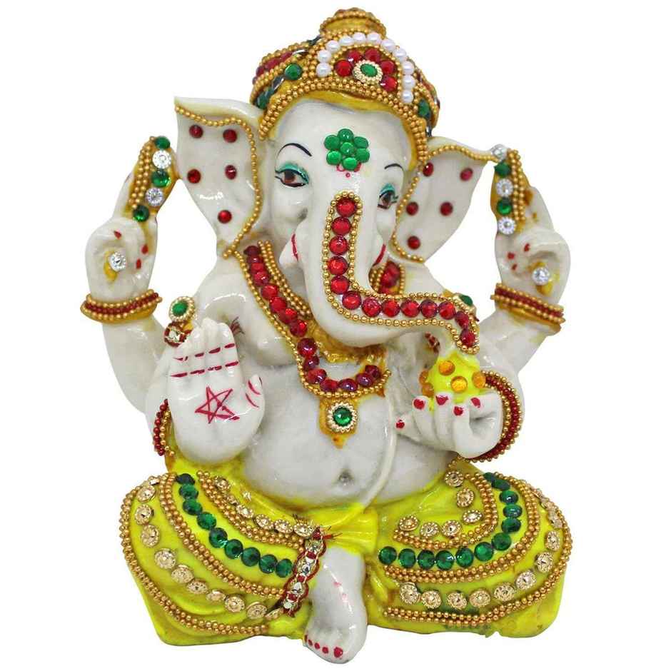 Tied Ribbons Ganesh Idol Statue Showpiece (15 Cm)