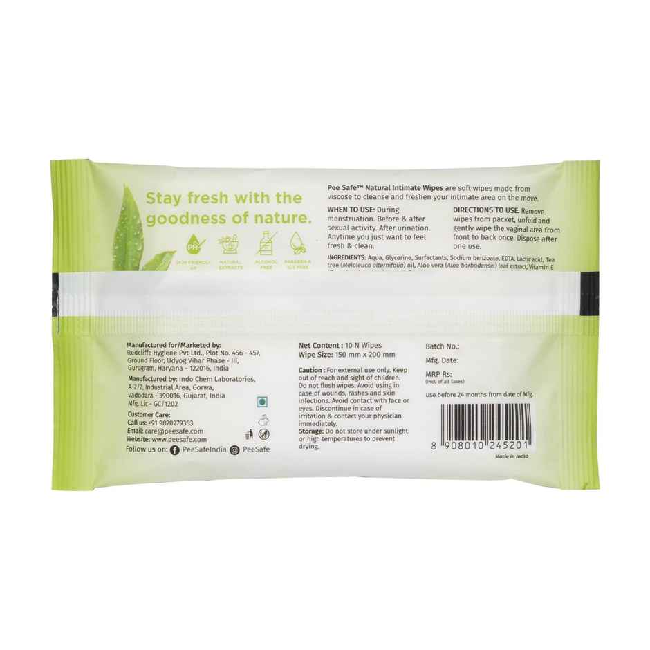 Pee Safe Natural Intimate Wipes | 10 Pulls Per Pack
