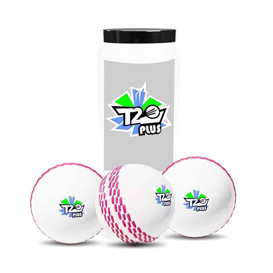 Jaspo Synthetic T-20 Plus Practice Cricket Ball/Wind Ball | Pack Of 3 | White