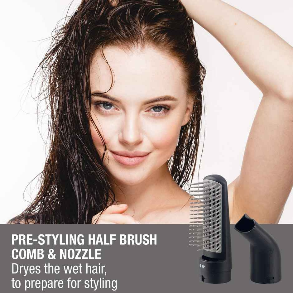 Havells 1000W Volumizer Hair Dryer|Pre-Styling Brush, Curlers, Roller Brush|Black|Hc4085