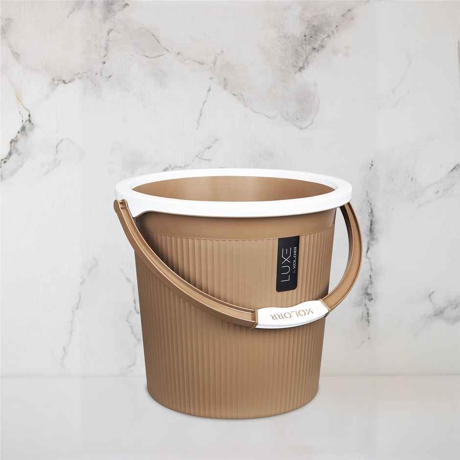 Kolorr Luxe Bucket | (Bucket 18L X 1) - Ratan Lt Brown| Bathroom Bucket | Strong Bathroom Bucket