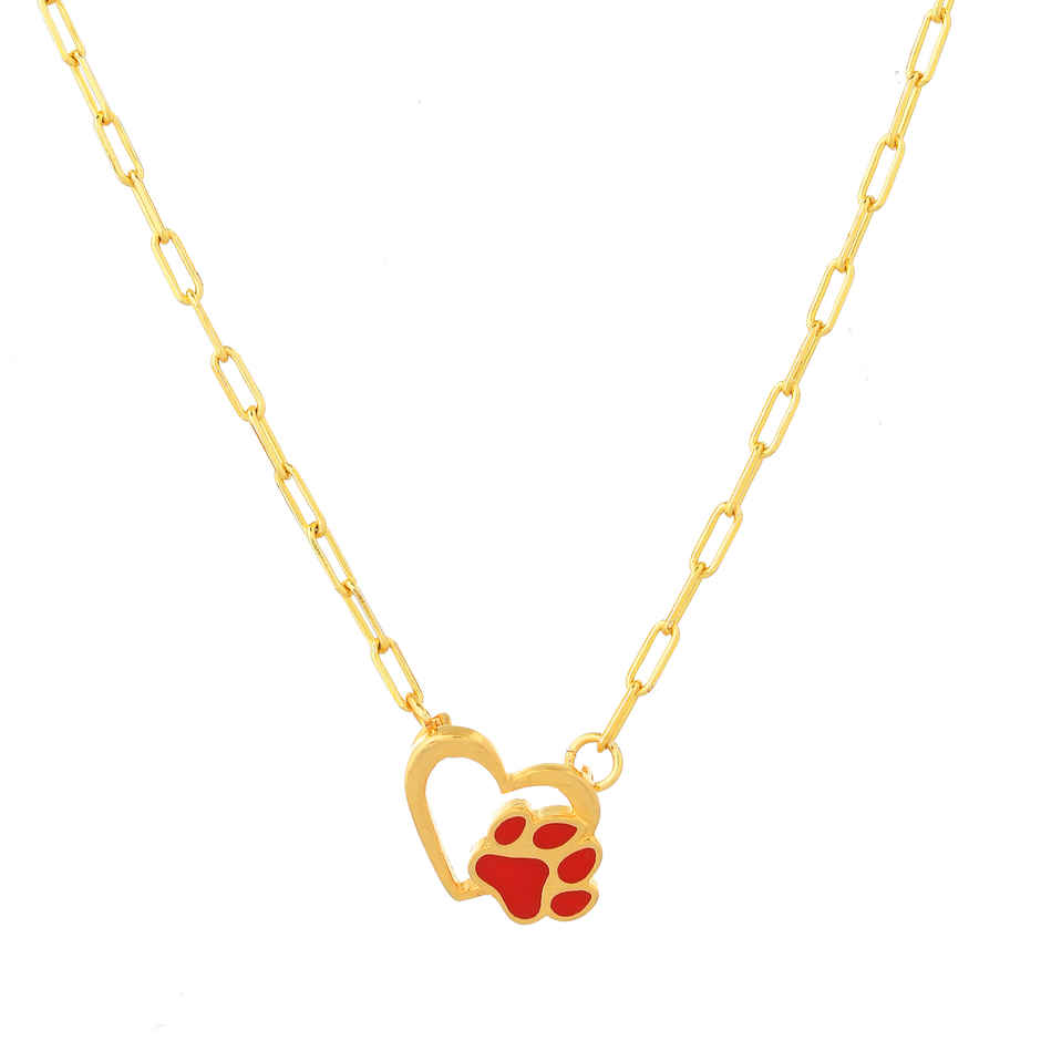 Voylla Valentine's Day Pawprints On My Heart Pendant Necklace
