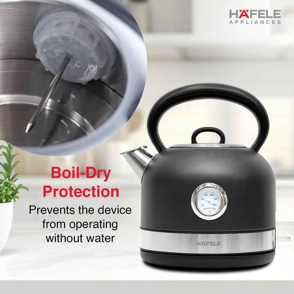 Hafele Dome Plus 2200W, 240V Electric Stainless Steel Kettle (1.7L, Grey)
