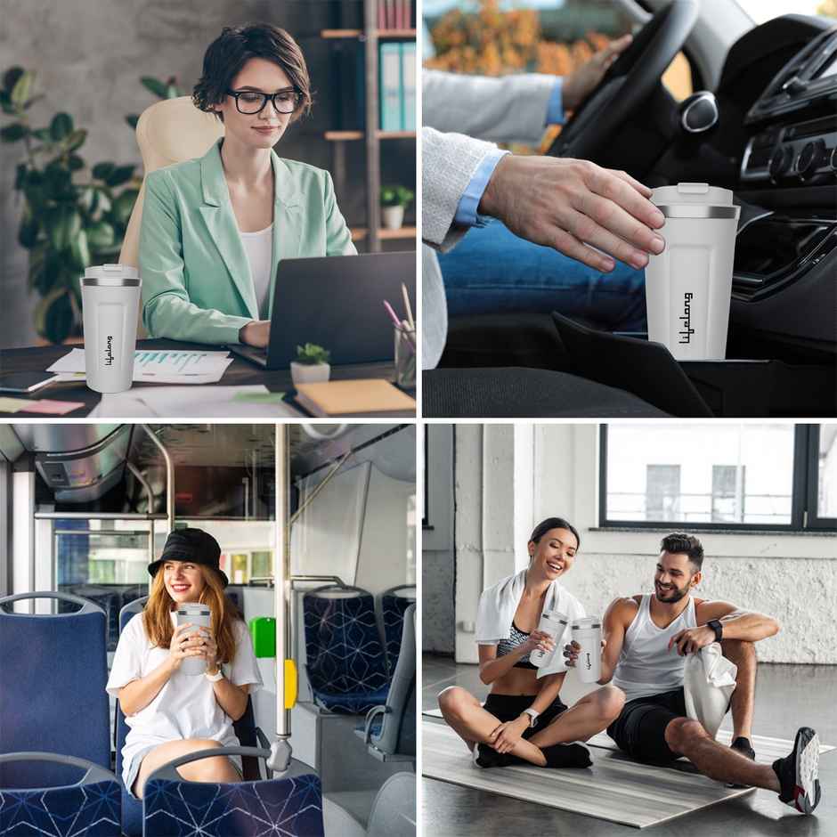 Lifelong Insulated Mug With Temperature Display 510 ml | White | Stainless Steel