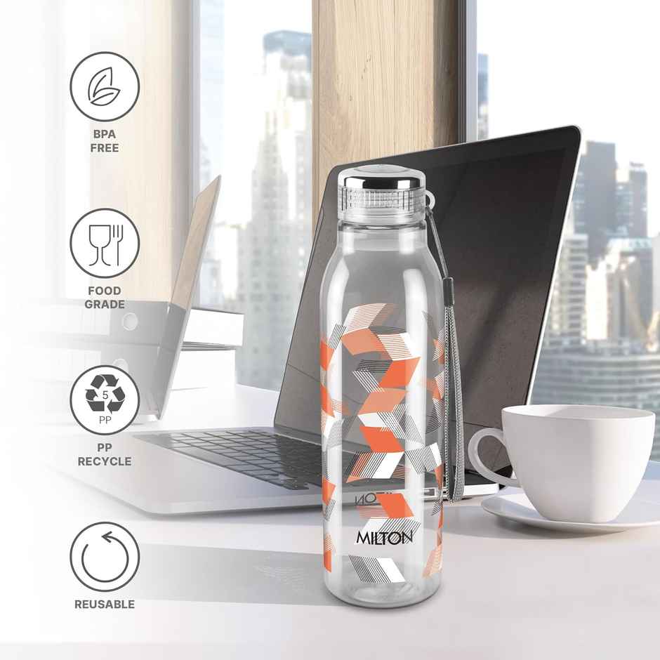 Milton Plastic Helix Pet Water Bottle | Orange | 1 L