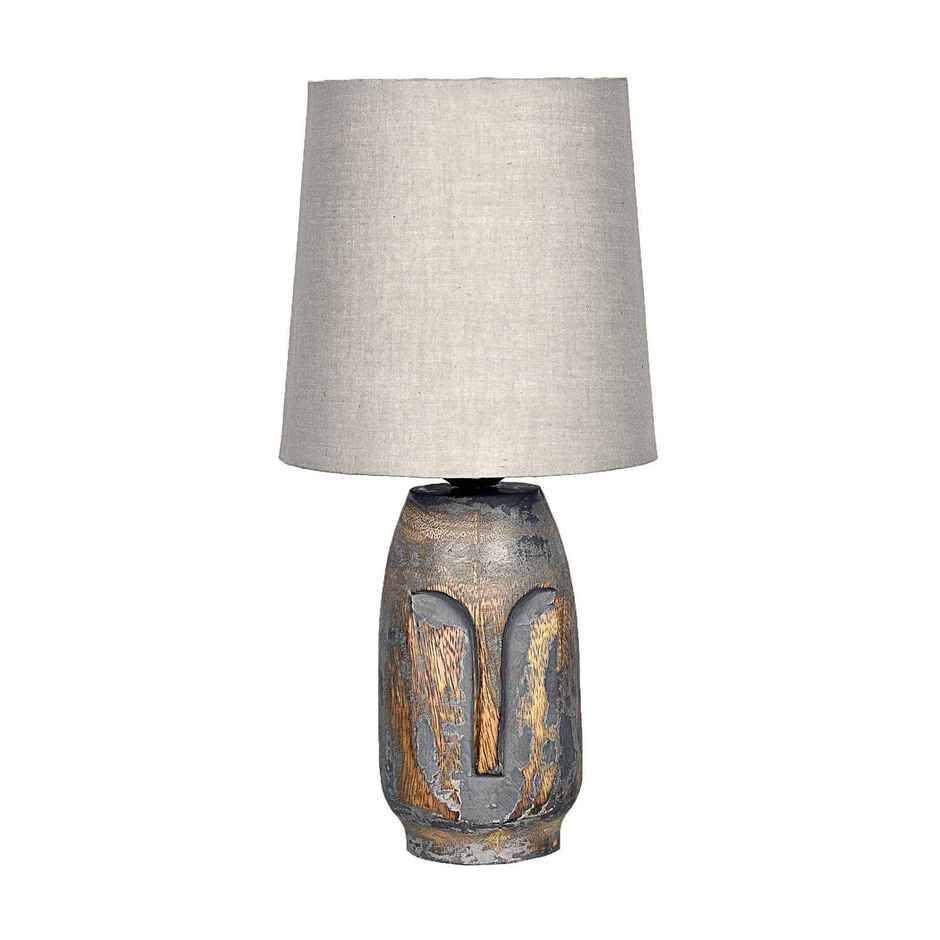 Homesake Small Retro Teardrop Table Lamp | Wood Grain Farmhouse | Bedroom & Living Room | Gray