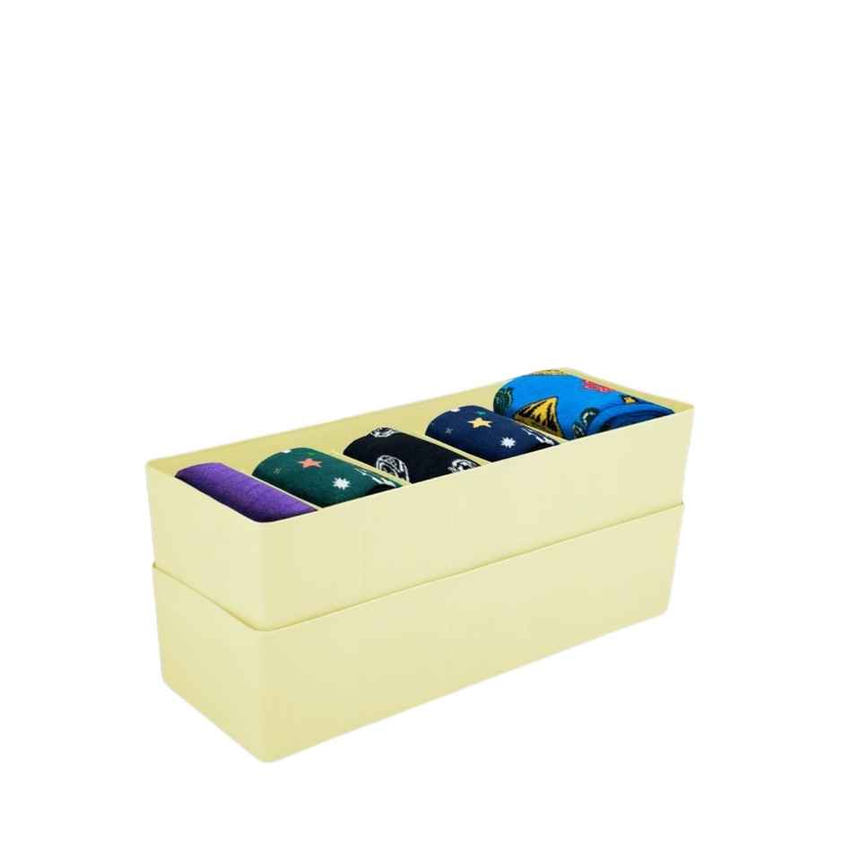 Bathla Set of 2 Drawer Organiser - Multi-purpose, Stackable, 5 Grids - DORI | Lemon