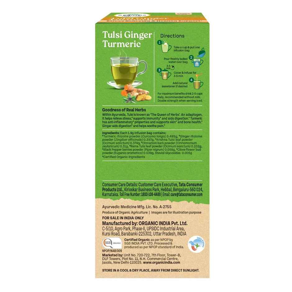 Organic India Tulsi Ginger Turmeric Herbal Infusion Bags