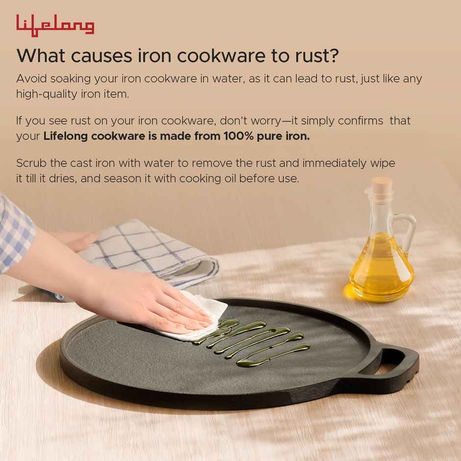 Lifelong Cast Iron Dosa Tawa | 30 cm