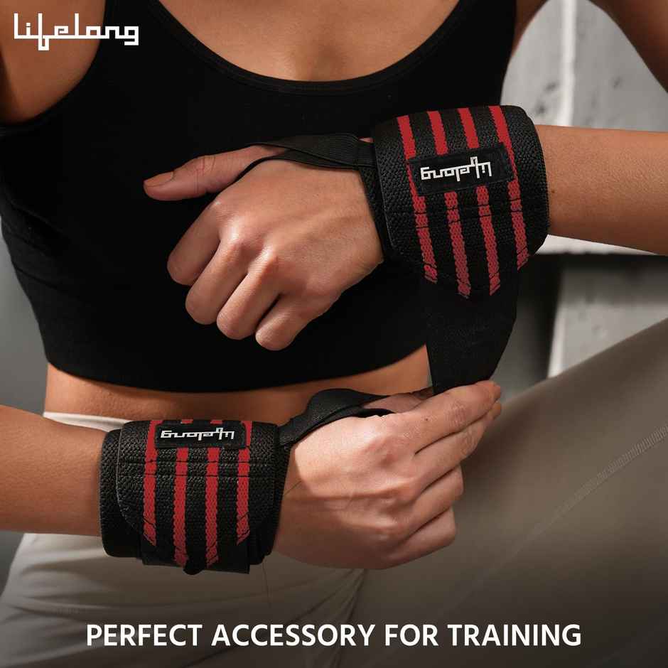 Lifelong Wrist Supporter Gym Workout Band | Red and Black