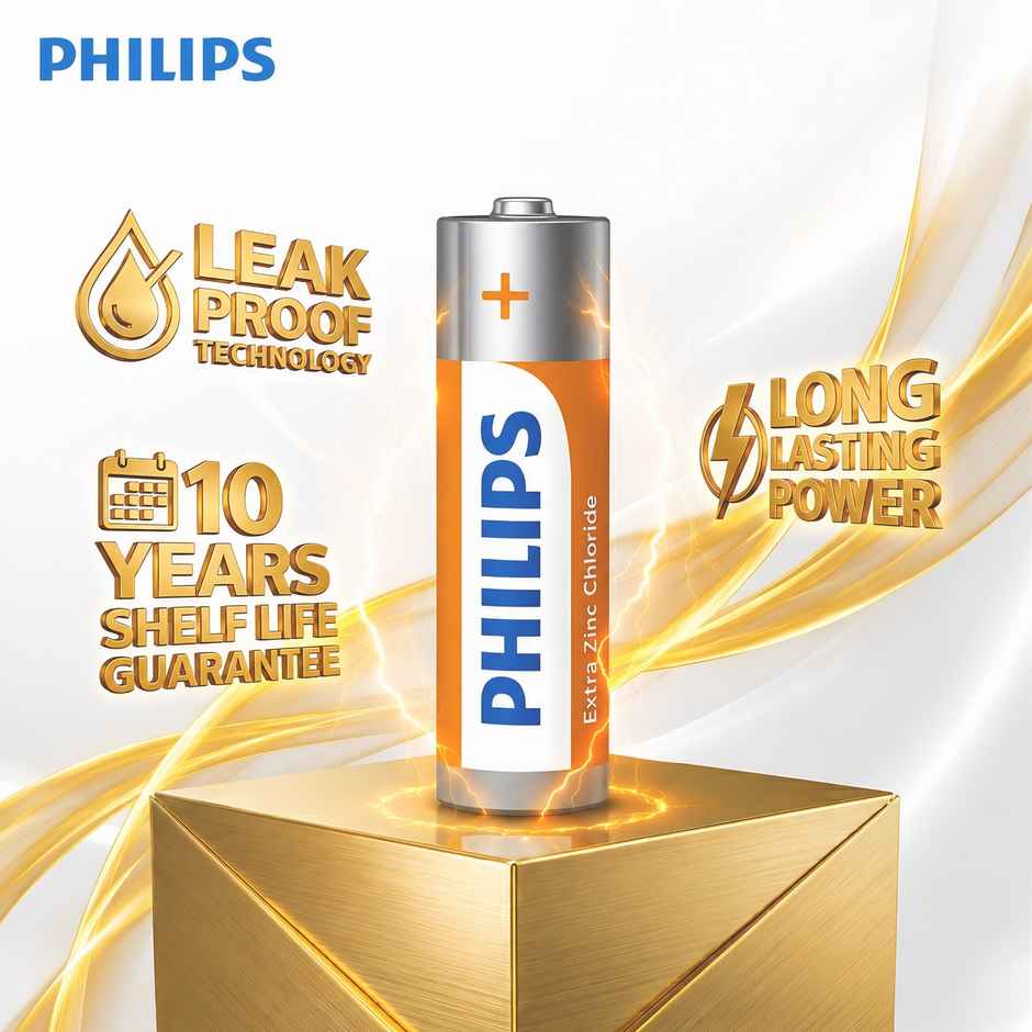 Philips R6L10B/94 AA Extra Zinc Chloride Battery | 1.5V | Long Lasting | Leak Resistant 1.0 Piece