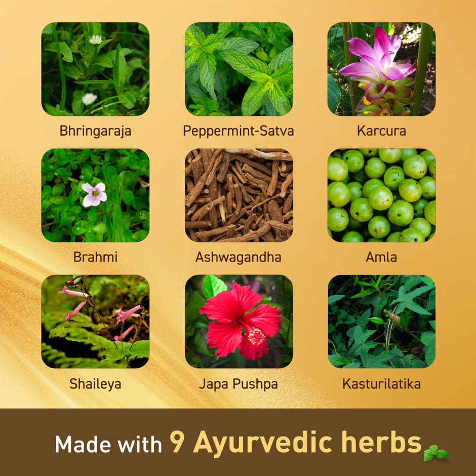 Navratna Gold Ayurvedic Hair Oil Non Sticky Mild Fragrance Goodness Of Almond