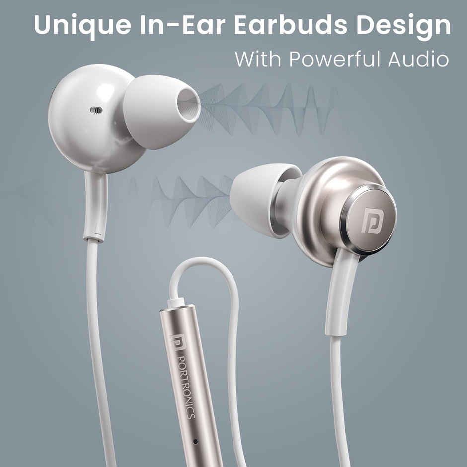 Portronics Conch Sigma A in Ear 3.5 mm Aux Wired Earphone | White