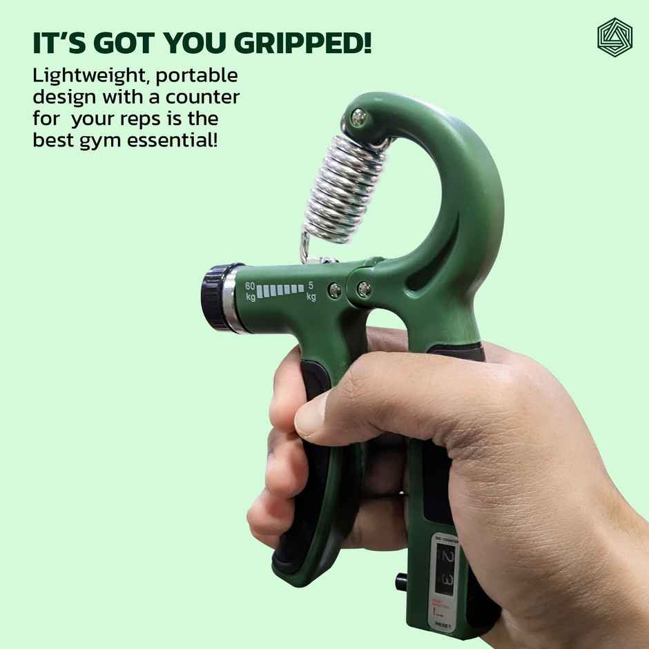 Boldfit Electronic Adjustable Hand Grip Strengthener Army Green- 60Kg