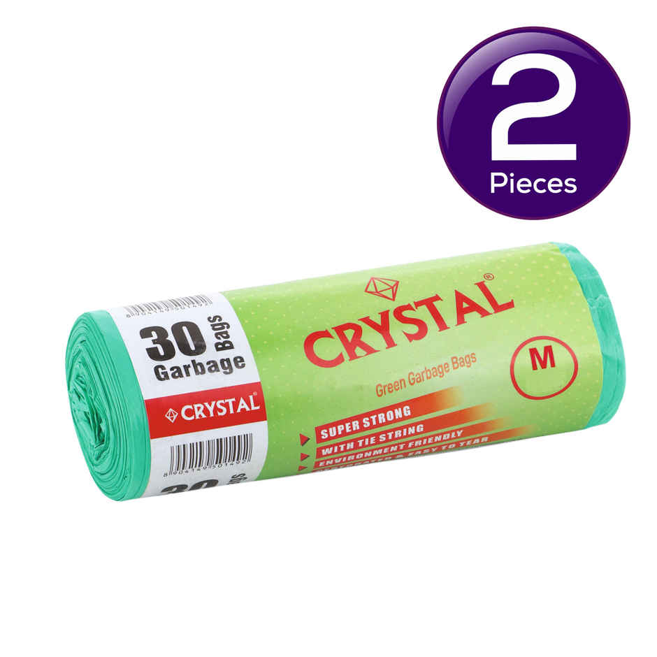 Crystal Medium Green Garbage Bag Roll 19X21 Combo of 2