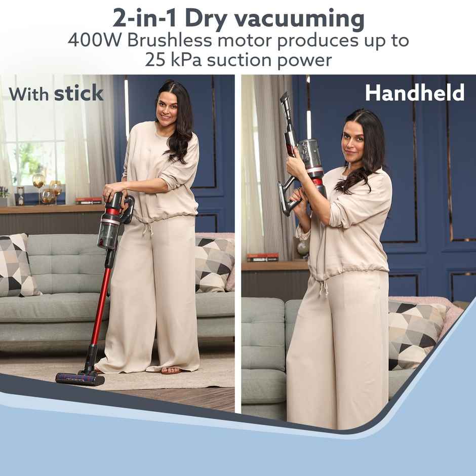 Agaro Supreme Cordless Stick Vacuum Cleaner,400W, 25 Kpa Suction,3 Adjustable Suction Modes,Bagless