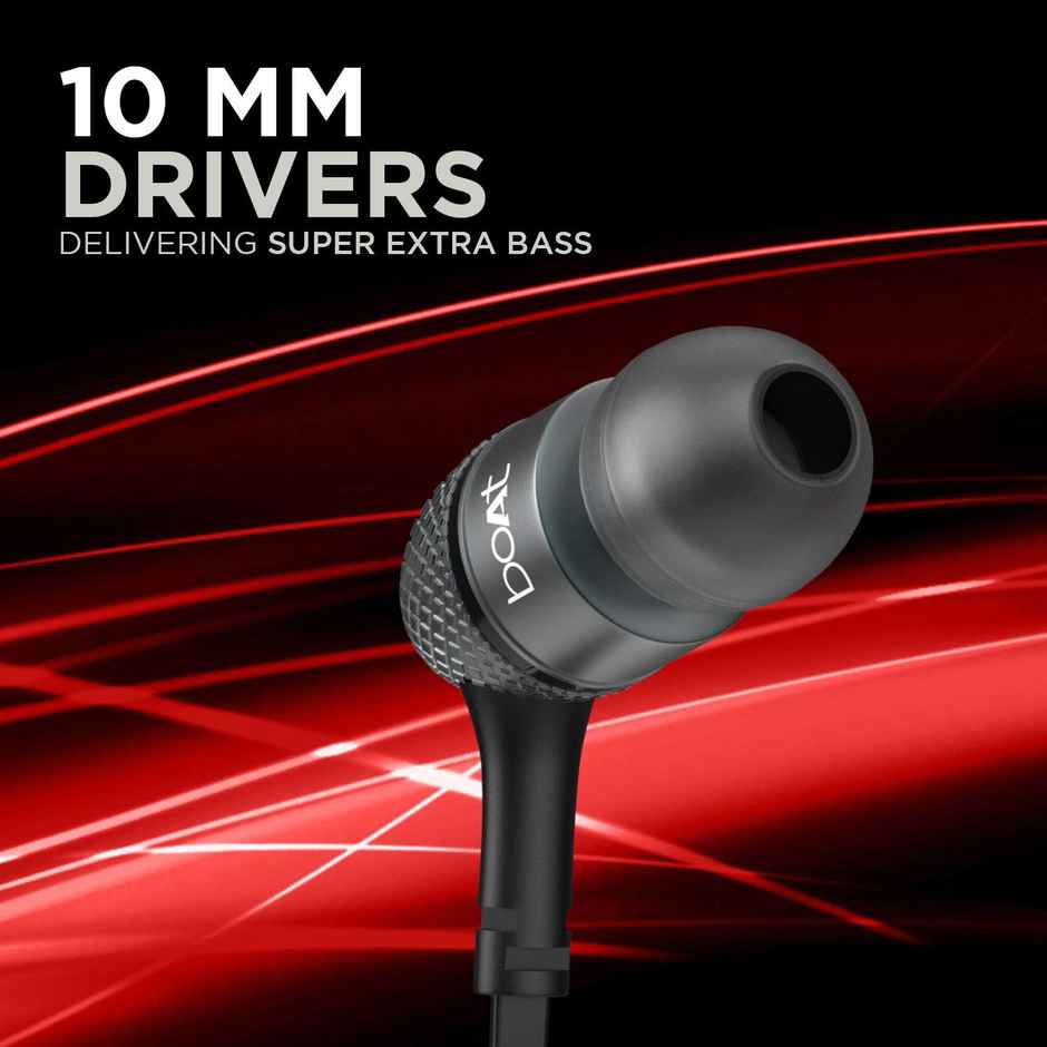 boAt Bassheads 225 in-Ear Wired Headphones with Mic (Black)