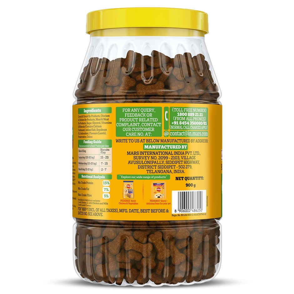 Pedigree Biscrok Dog Biscuits | Above 4 Months | Lamb Flavour | Jar