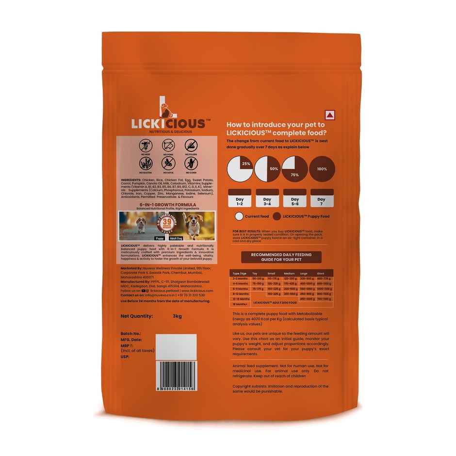 LICKICIOUS Puppy Chicken - Egg & Milk | Dry Dog FOOD