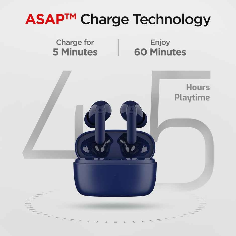 boAt Airdopes 138 Pro TWS Earbuds w/ 45H Playtime, ASAP Charge, 11 Mm Drivers & ENx Tech (Royal Blue)