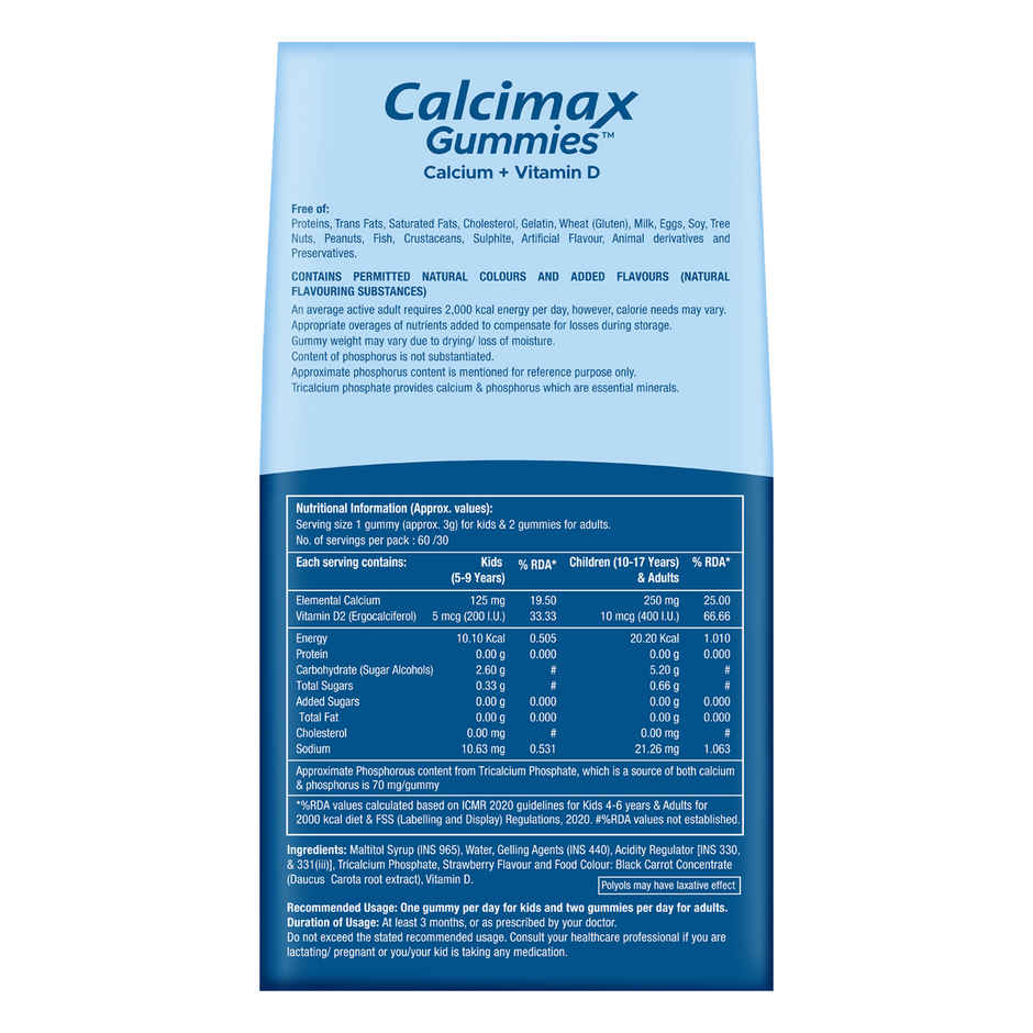 Calcimax Calcium Gummies with Vitamin D3 | Bone Strength and Immunity Support