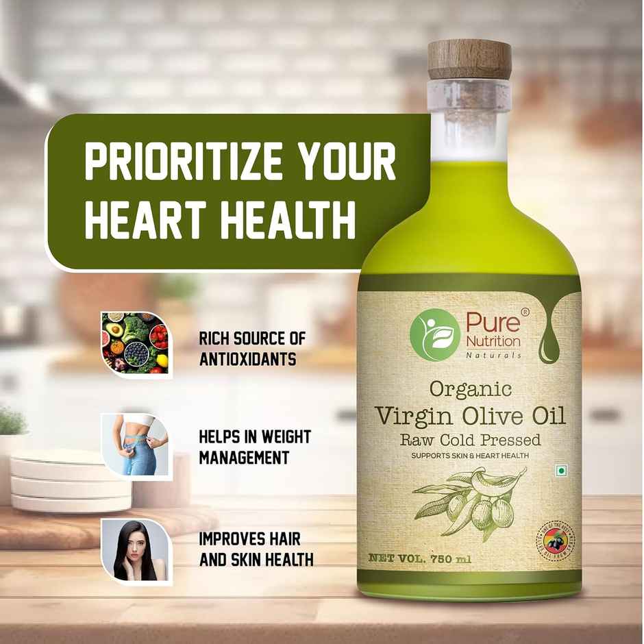 Pure Nutrition Extra Virgin Olive Oil | Cold Pressed, Organic, Multipurpose Cooking Oil