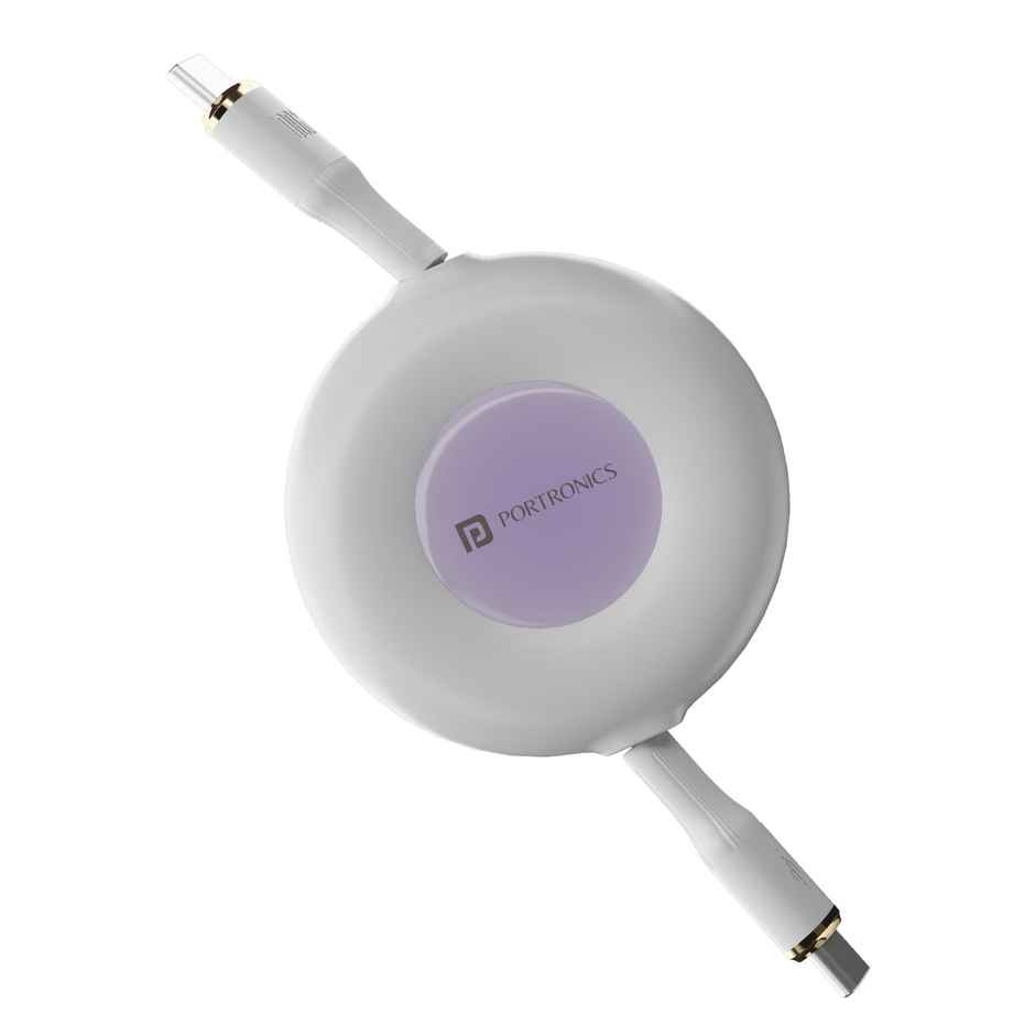 Portronics Upgraded Konnect Recoil | 60W Type C to C Fast Charging Cable - White