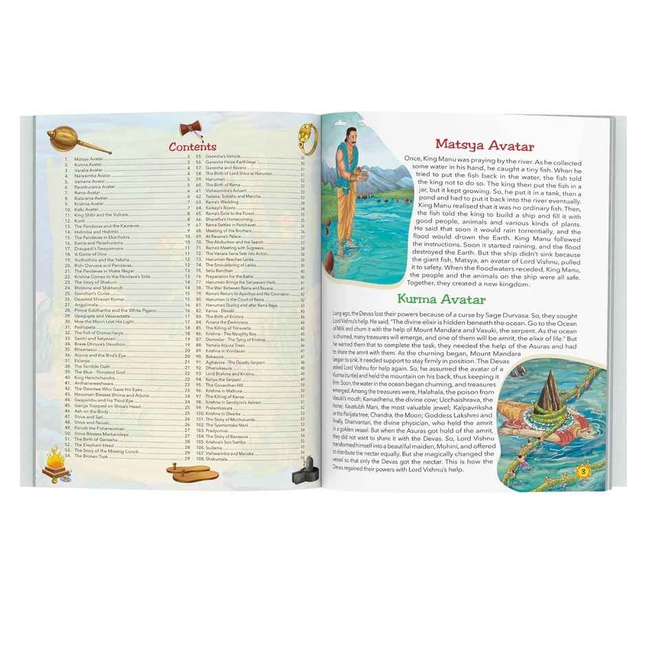 108 Indian Mythology Stories (Illustrated) - Story Book for Kids