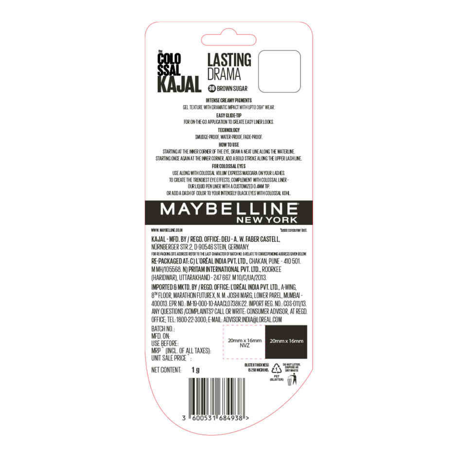 Maybelline Colossal Lasting drama Kajal - 30 Brown Sugar