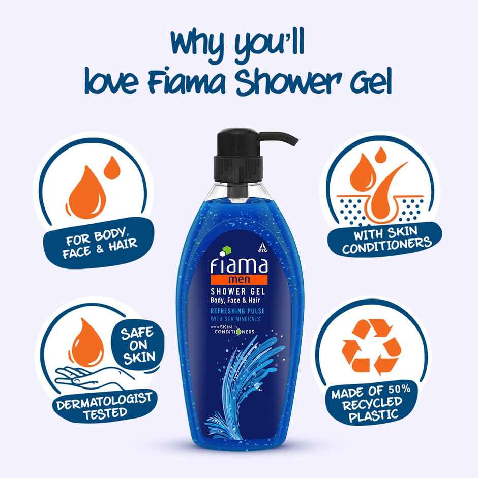 Fiama Men Shower Gel Refreshing Pulse Body Wash, With Skin Conditioners For Refreshed Skin - Bottle