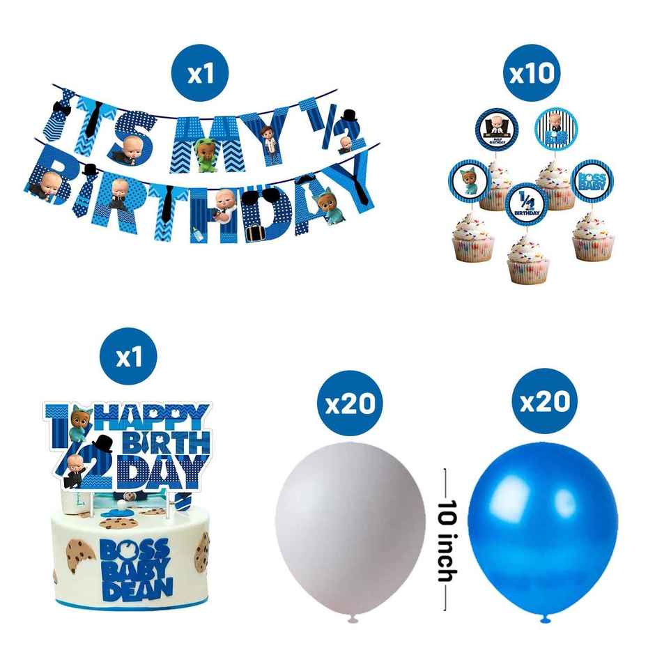Boss Baby Theme Decorations | Half Birthday Decoration | Pack of 52 | Party Propz