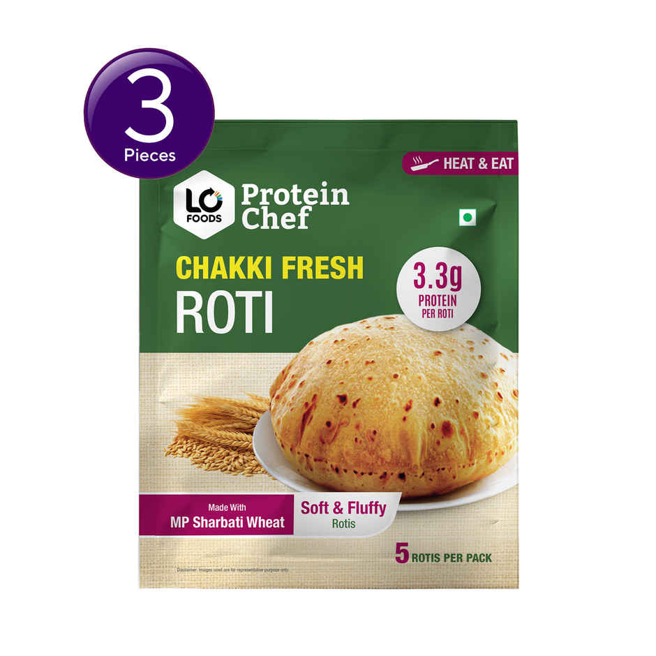 Protein Chef Whole Wheat Roti | Non Frozen | Fresh | MP Sharbati Atta | Ready to Cook Chapati Combo 