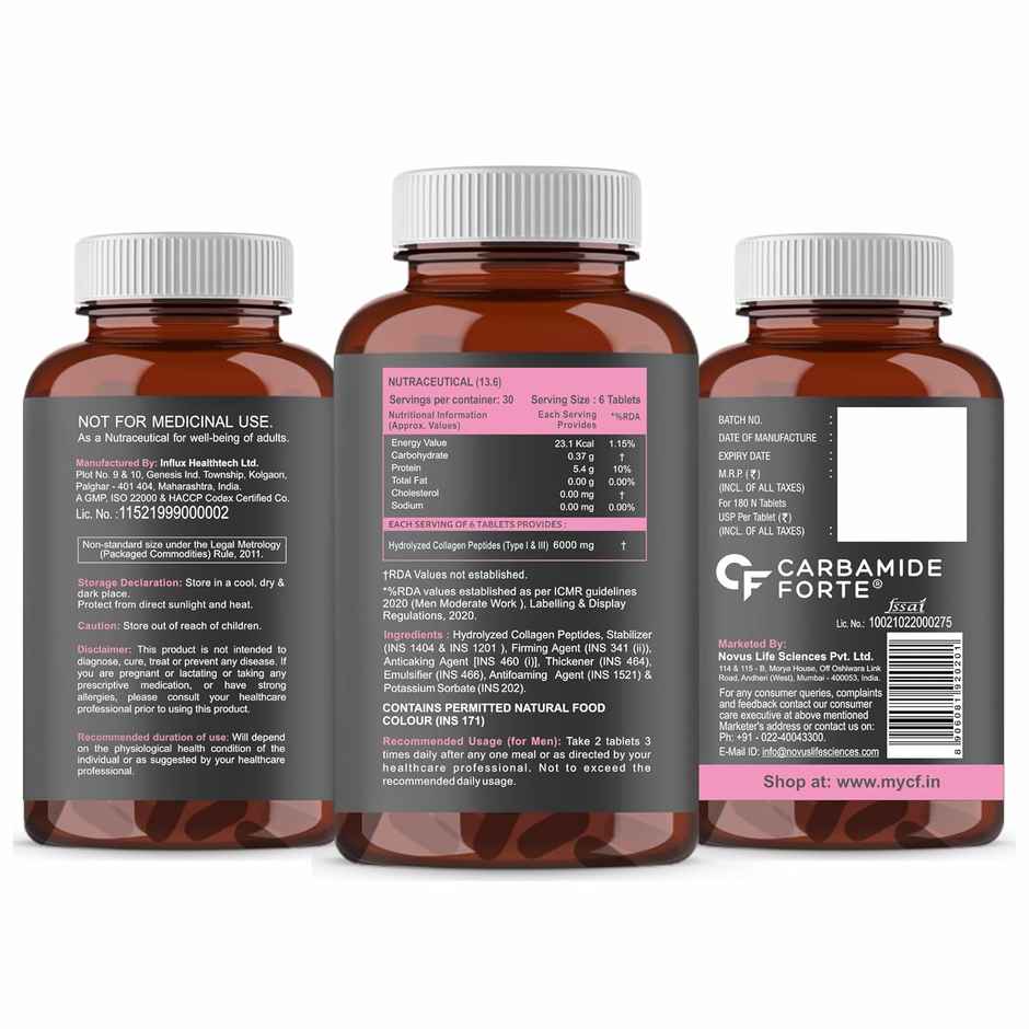 Carbamide Forte Collagen Supplements Collagen tablet For Women & Men Type I & III Hydrolyzed Peptide