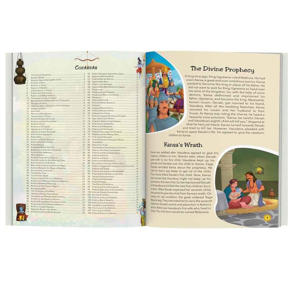 108 Krishna Stories for Children (Illustrated) - Story Book for Kids