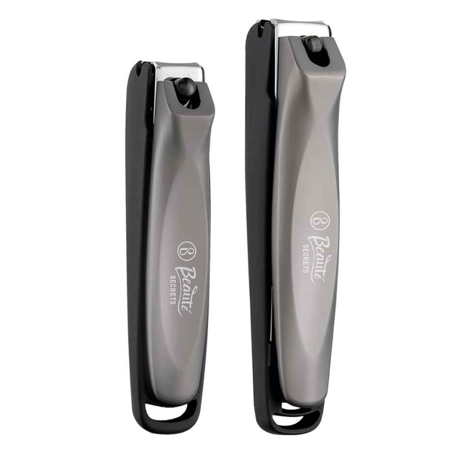 Beaute Secrets 2 pc Nail Cutter Set with Catcher | Stainless Steel Clippers for Men & Women