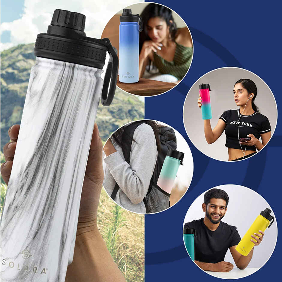 SOLARA Insulated Water Bottle for Travel, Office, School, Gym, Sipper Bottle | Blue Wave