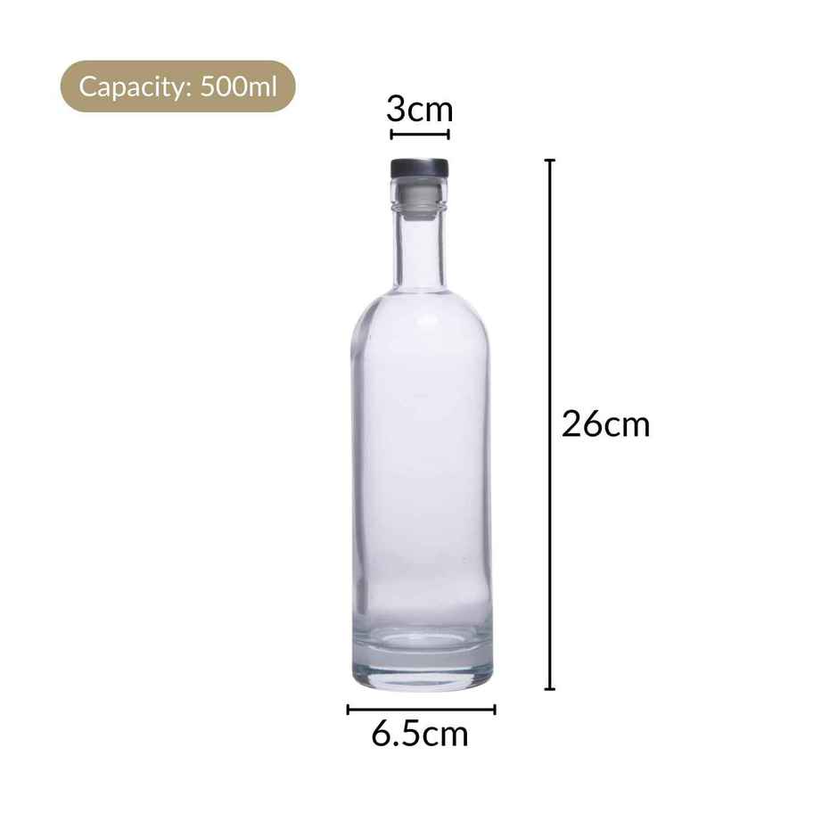 Nestasia Glass Water Bottles with Stopper | 500 ml Each | Set of 4