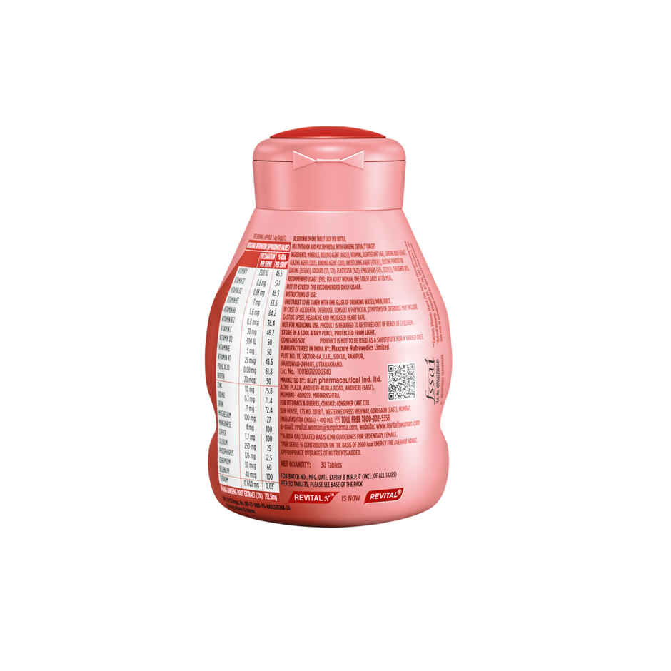 Revital H for Woman with Multivitamins,Calcium& Natural Ginseng for Daily Immunity(30 Tablets)