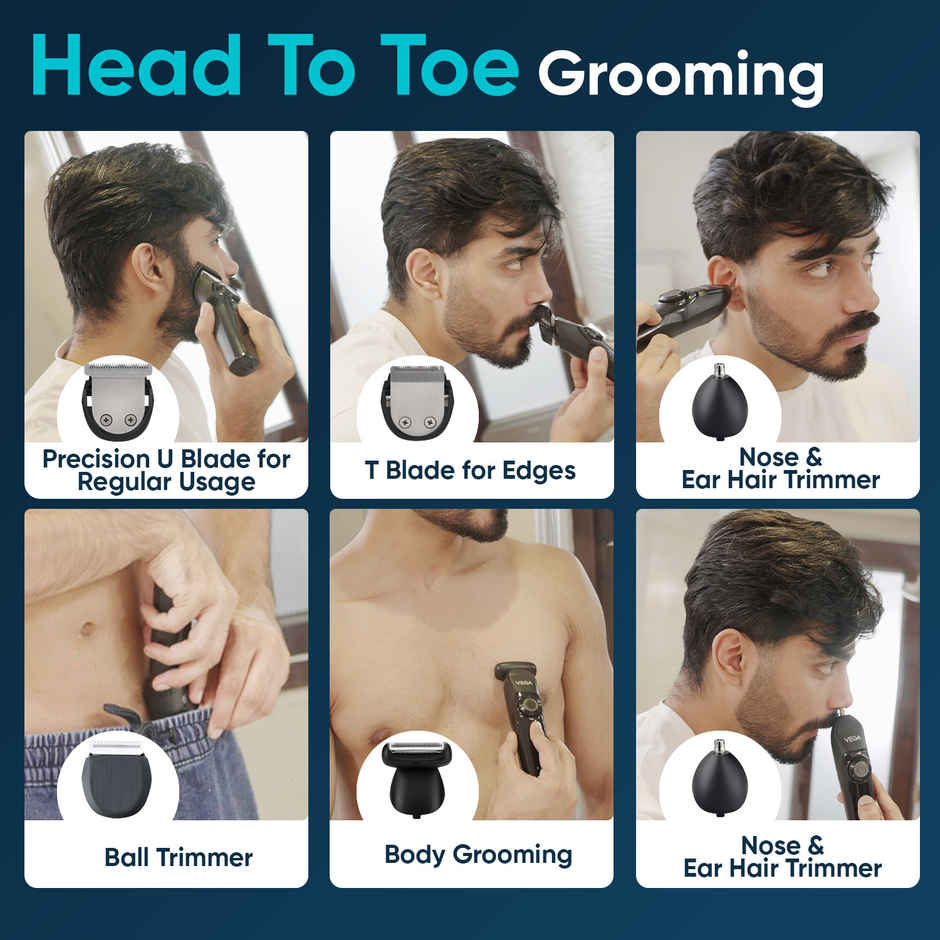 Vega OG 15 in 1 Trimmer for Men | 3 Hrs Runtime | USB Type C | VHTH-37