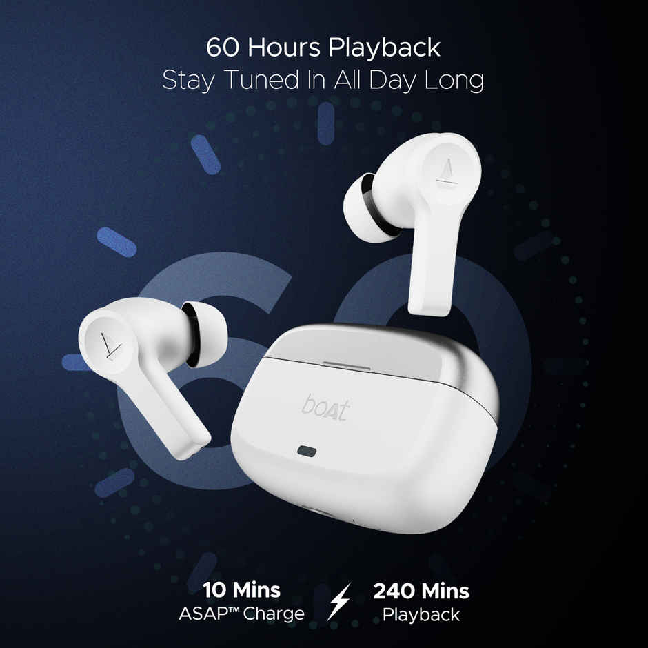 boAt Nirvana Lucid w/ 32 dB ANC, Multi-Point Connectivity, in-Ear Detection, 60HRS Playback, Hearables App, 4 Mics ENx, IPX5 Truly Wireless in Ear Earbuds, TWS Ear Buds(Zinc White)