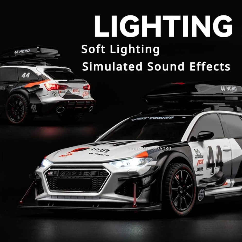 Toyshine 1:24 Die Cast Racing A4 Sports Car with Music Pull Back & Opening Doors for Kids 3+ Black