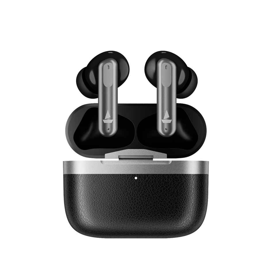 boAt Airdopes 111V2 TWS Earbuds with mic, Premium Leather Finish, 4Mics ENx, 50HRS Battery, 13mm Drivers, Fast Charge, Dual Pair, v5.4 Bluetooth - Classic Black