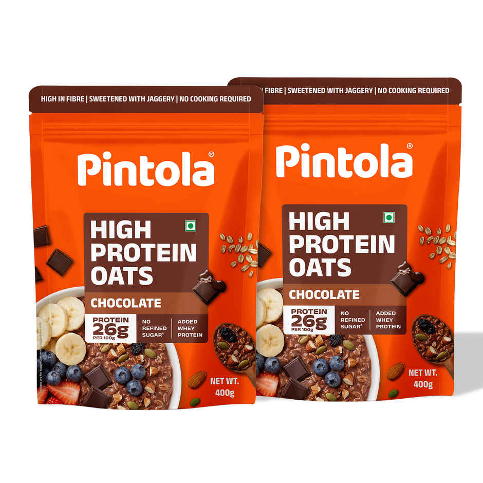 Pintola High Protein Oats Dark Chocolate With Almonds Raisin Pumpkin And Chia Seeds Combo 