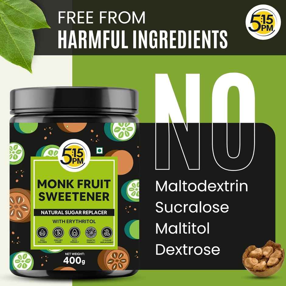 5:15PM Monk Fruit Sweetener Powder with Erythritol | Monk Fruit Sugar Extract For Cooking & Baking