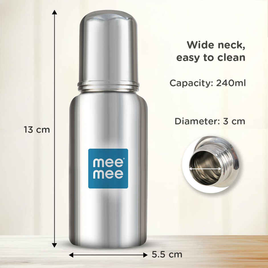 Mee Mee Premium Steel Feeding Bottle Silver