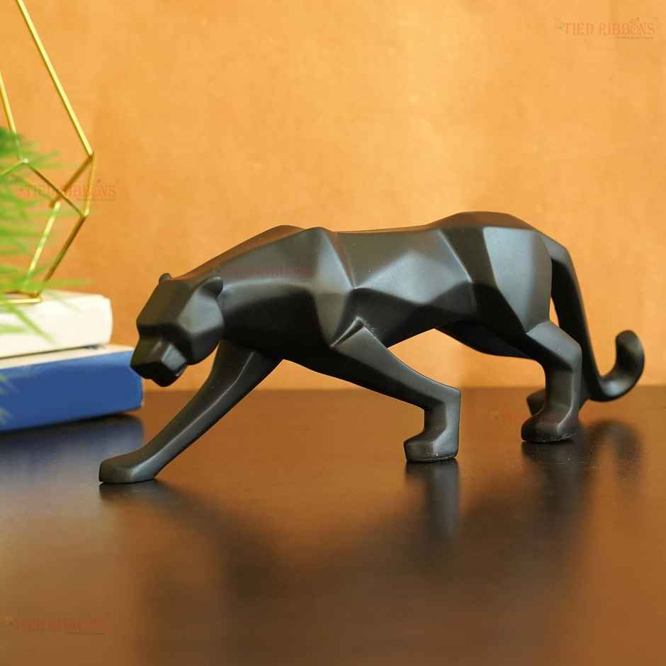 Tied Ribbons Panther Jaguar Sculpture Action Showpiece ( 26.6 Cm)