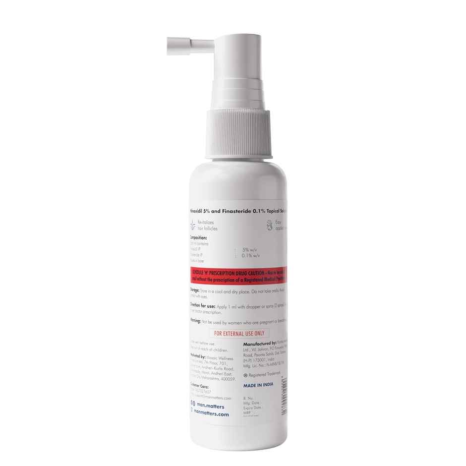 Man Matters Minoxifin Topical Solution | 5% minoxidil and 0.1% Finasteride | For stage 3 hairfall