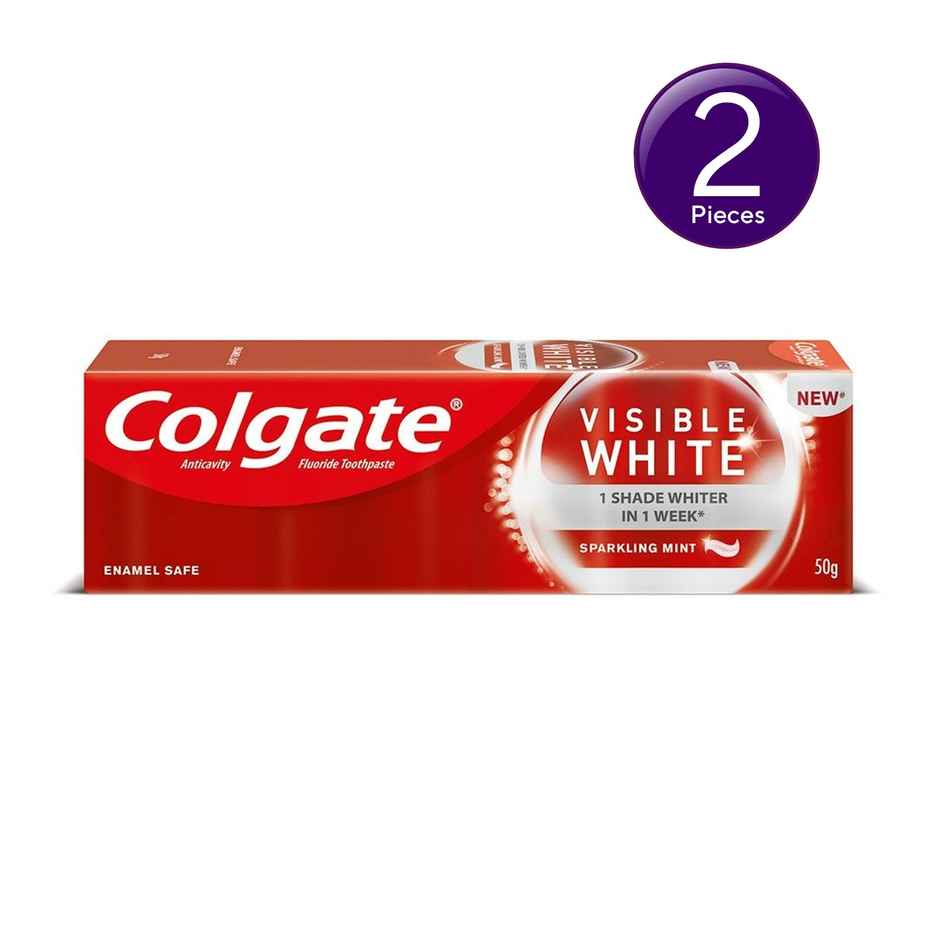 Colgate Visible White Toothpaste Teeth Whitening Starts in 1 week, Safe on Enamel, Stain Removal Combo