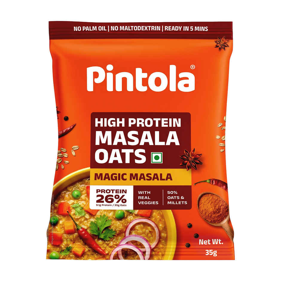 Pintola High Protein Masala Oats | 26 g Protein Magic Masala High Fiber Breakfast Cereal
